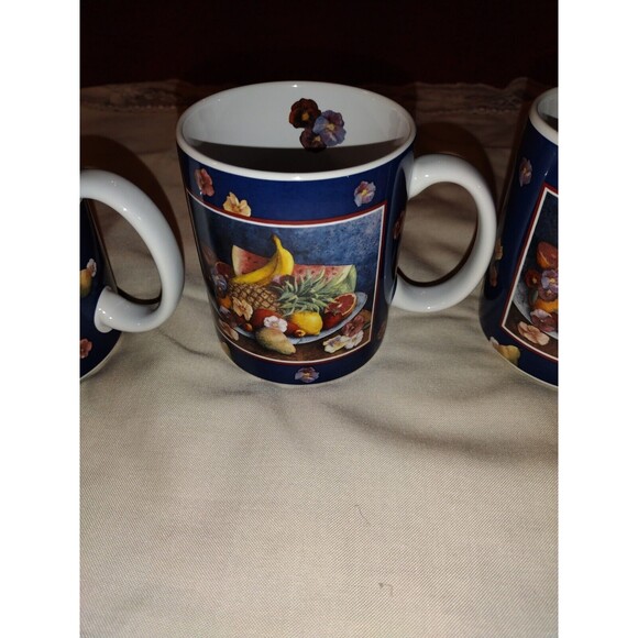 Set Of 4 "Tropical  Fruit" Lang and Wise Collector Mugs  Coffee Cup 1997 - Picture 3 of 12